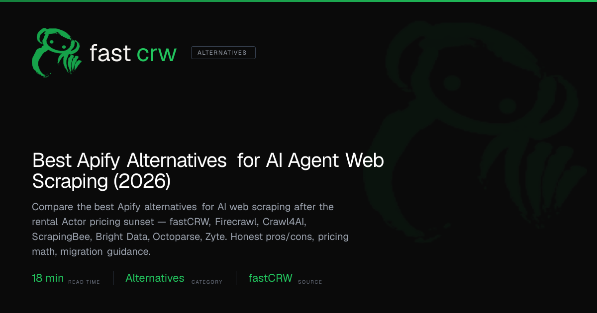 Best Apify Alternatives for AI Agent Web Scraping (2026) | fastCRW