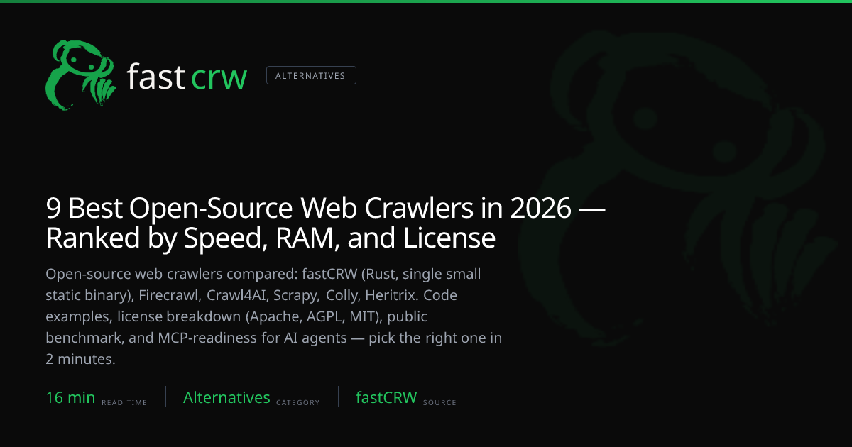9 Best Open-Source Web Crawlers in 2026 — Ranked by Speed, RAM, and ...