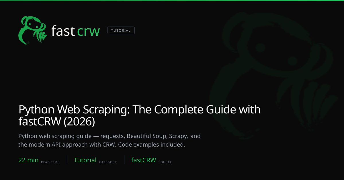 Python Web Scraping: The Complete Guide with CRW (2026) | fastCRW